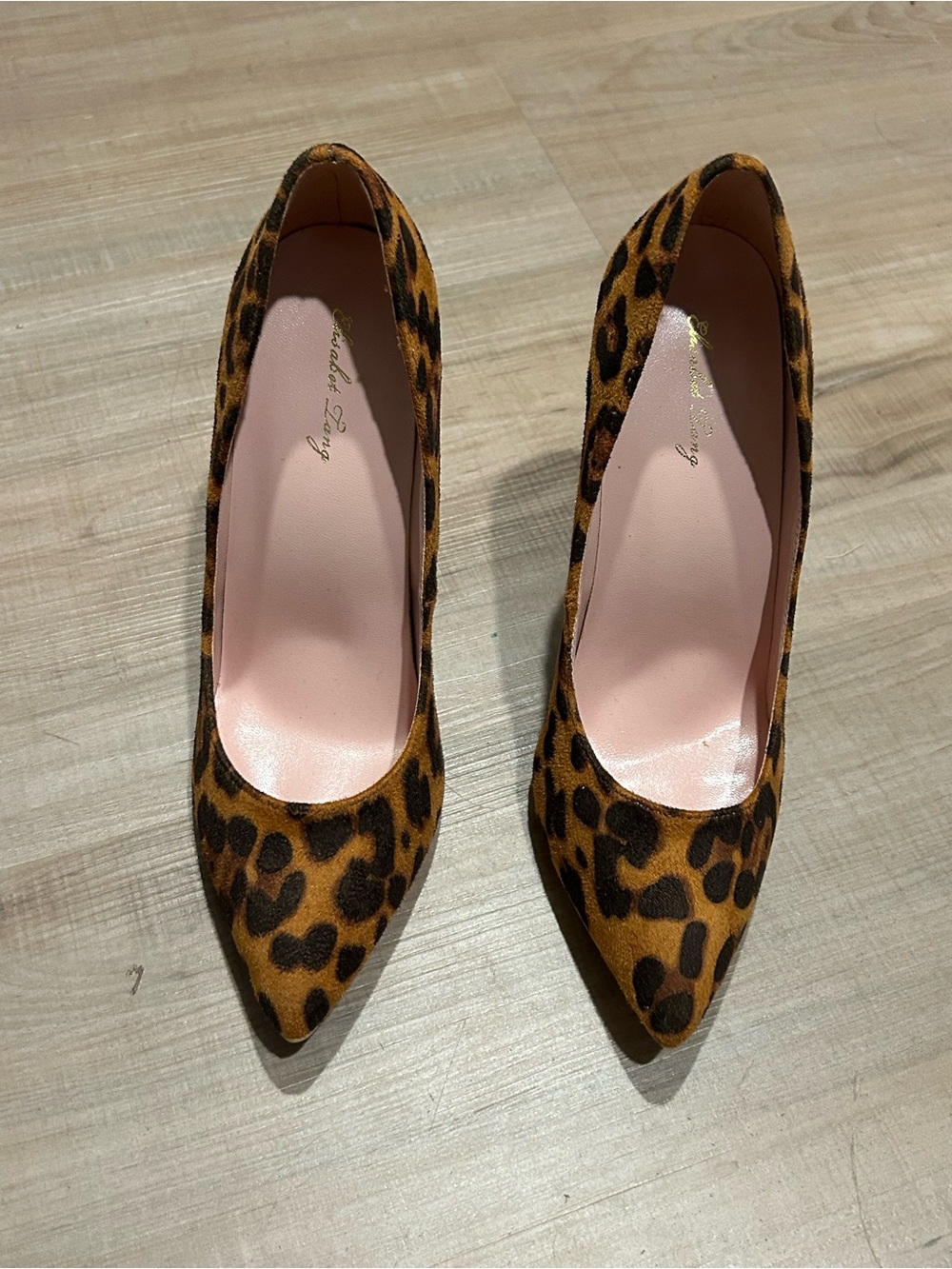 Leopard Print Pointed-Toe Pumps in Brown by (no brand)